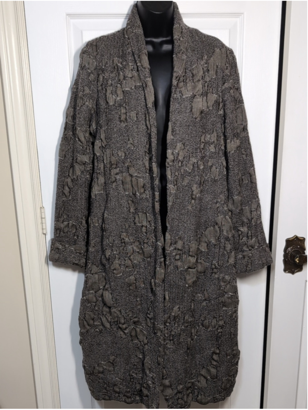 Crea Concept Wool Deconstructed Patchwork Long Cardigan Coatigan Duster